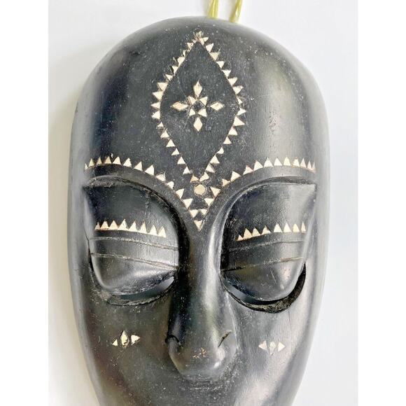 Vintage Wood Tribal Mask Hand Carved Wooden Decor SKU U11 - Picture 2 of 6